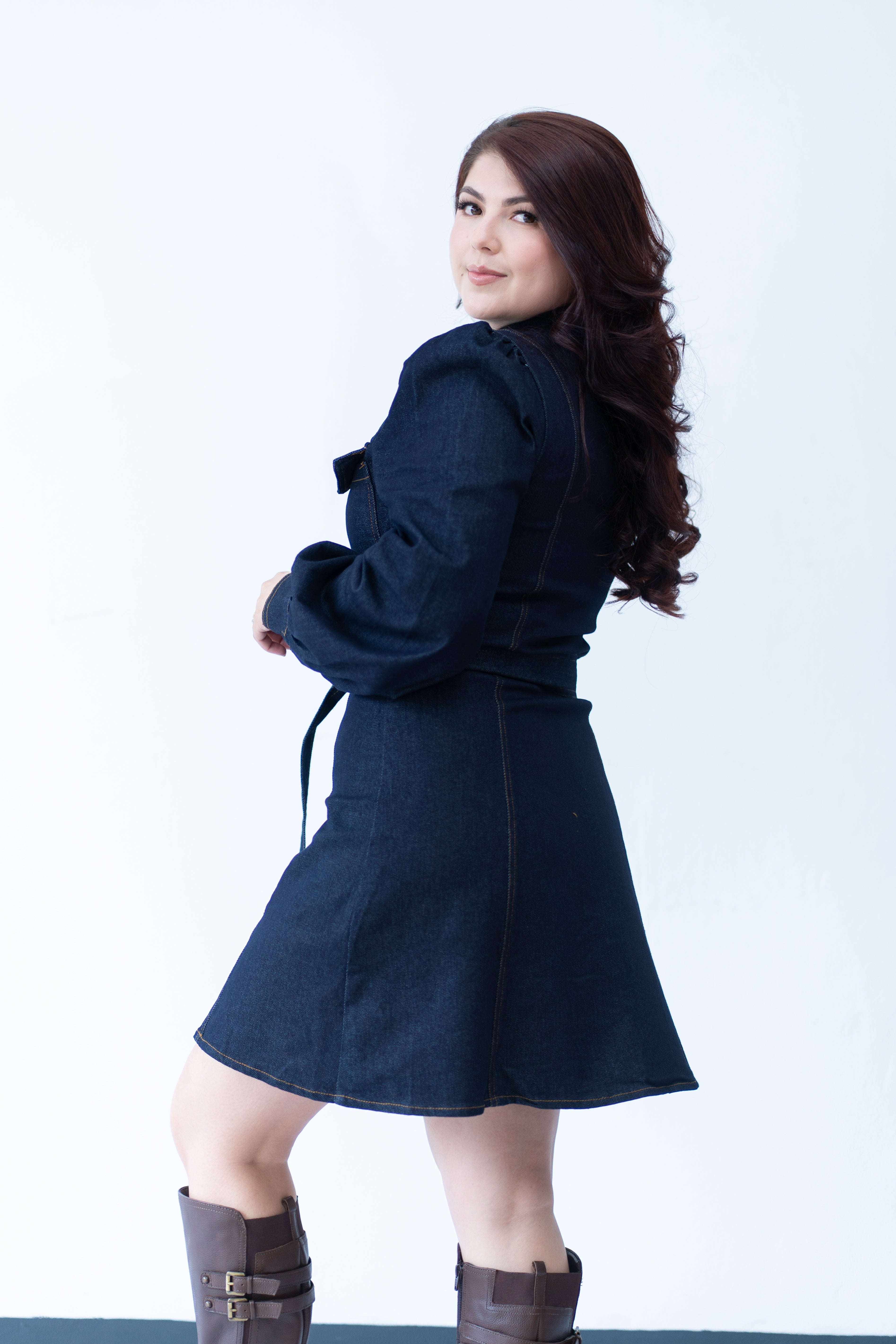 Vestido Denim con Lazo en cintura