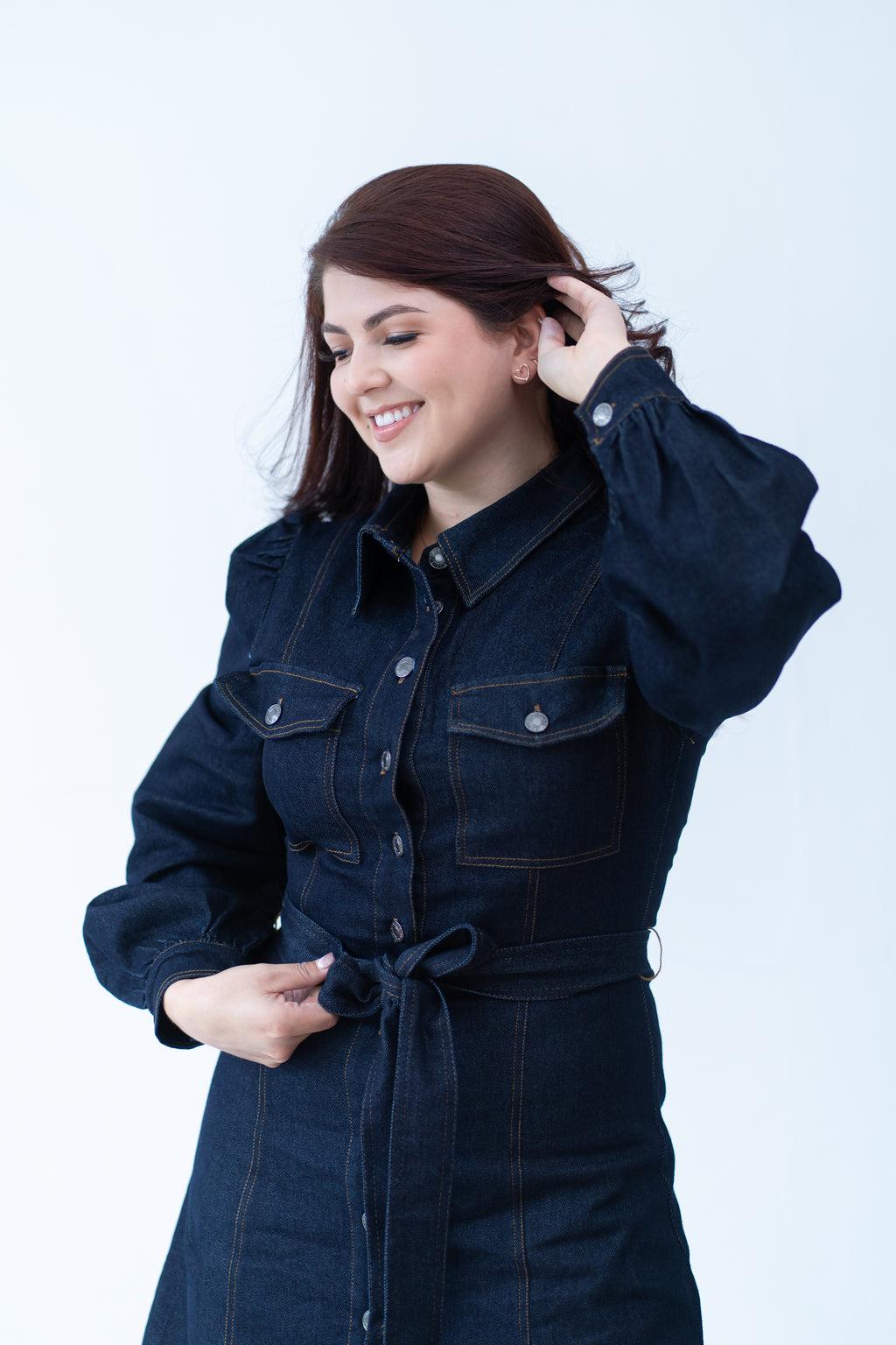 Vestido Denim con Lazo en cintura