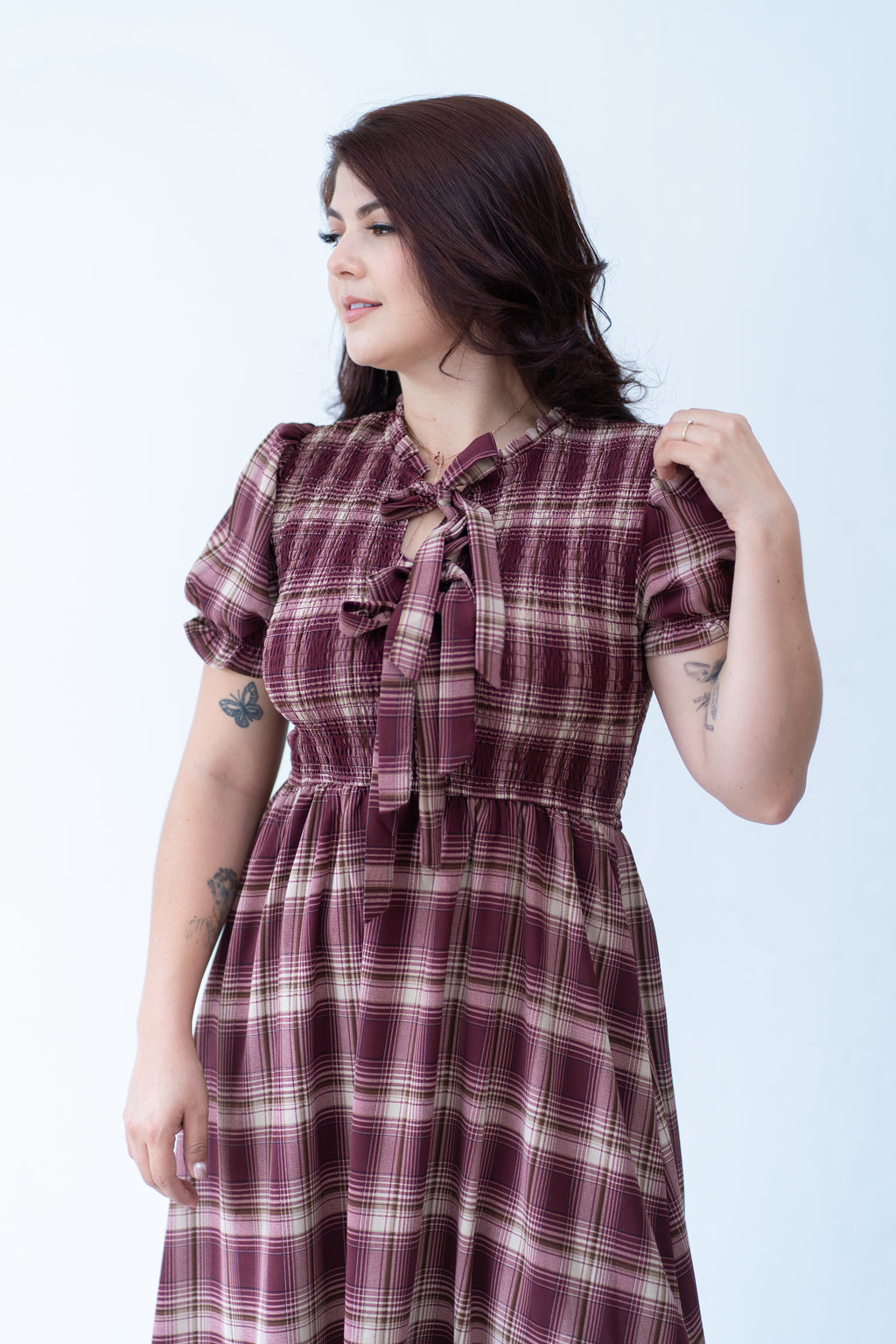 Vestido de cuadros- Brunch Rojo (Vino)