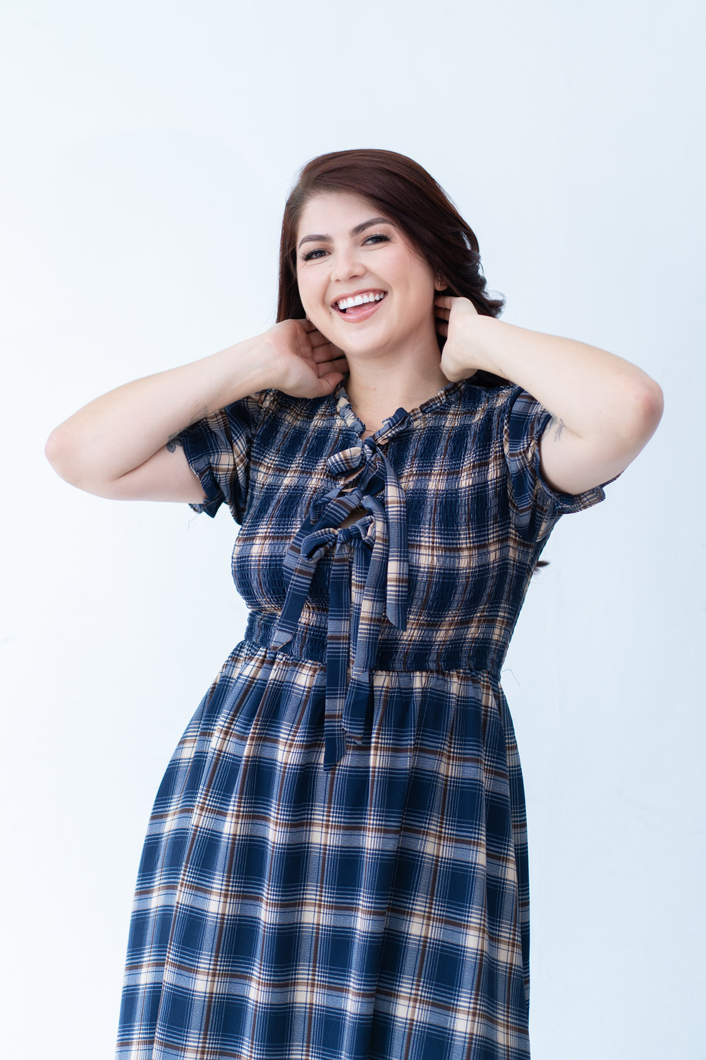 Vestido de cuadros- Brunch Azul