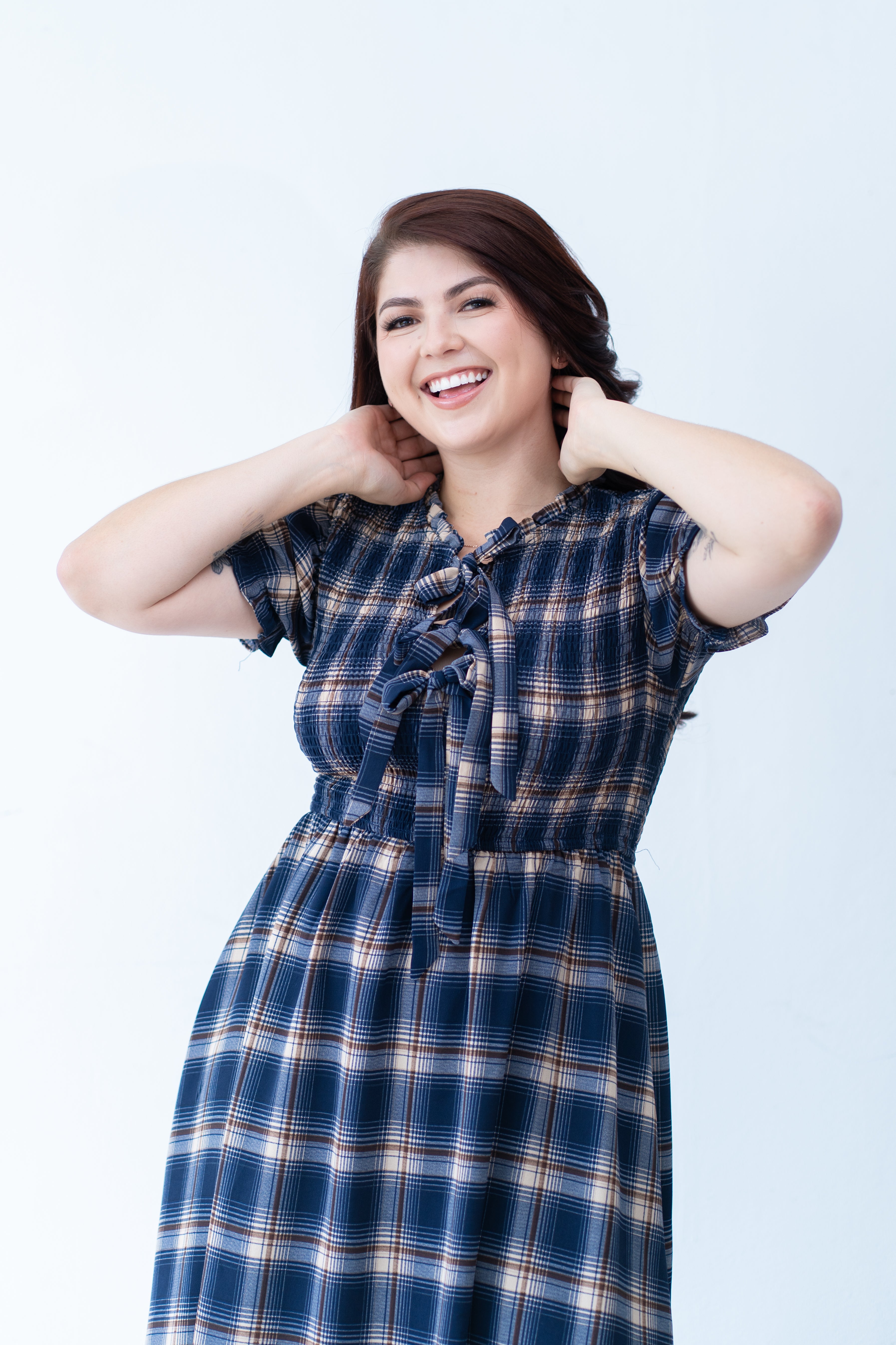 Vestido de cuadros- Brunch Azul