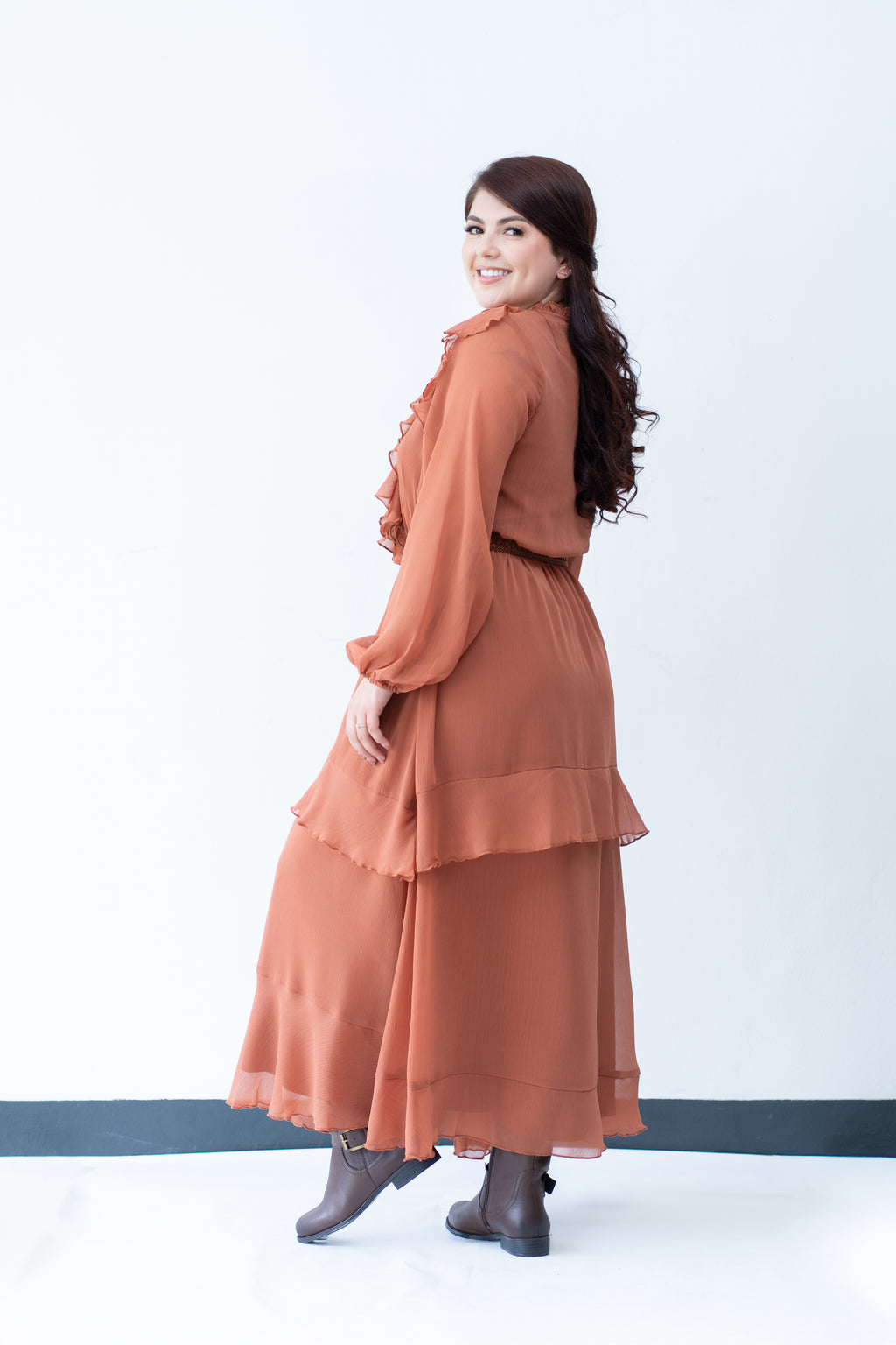 Boho Chic Flowy Ruffled Maxi Dress