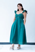 Vestido verde con escote corazón