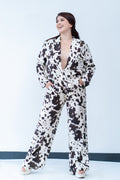 Cow printed two piece matching set