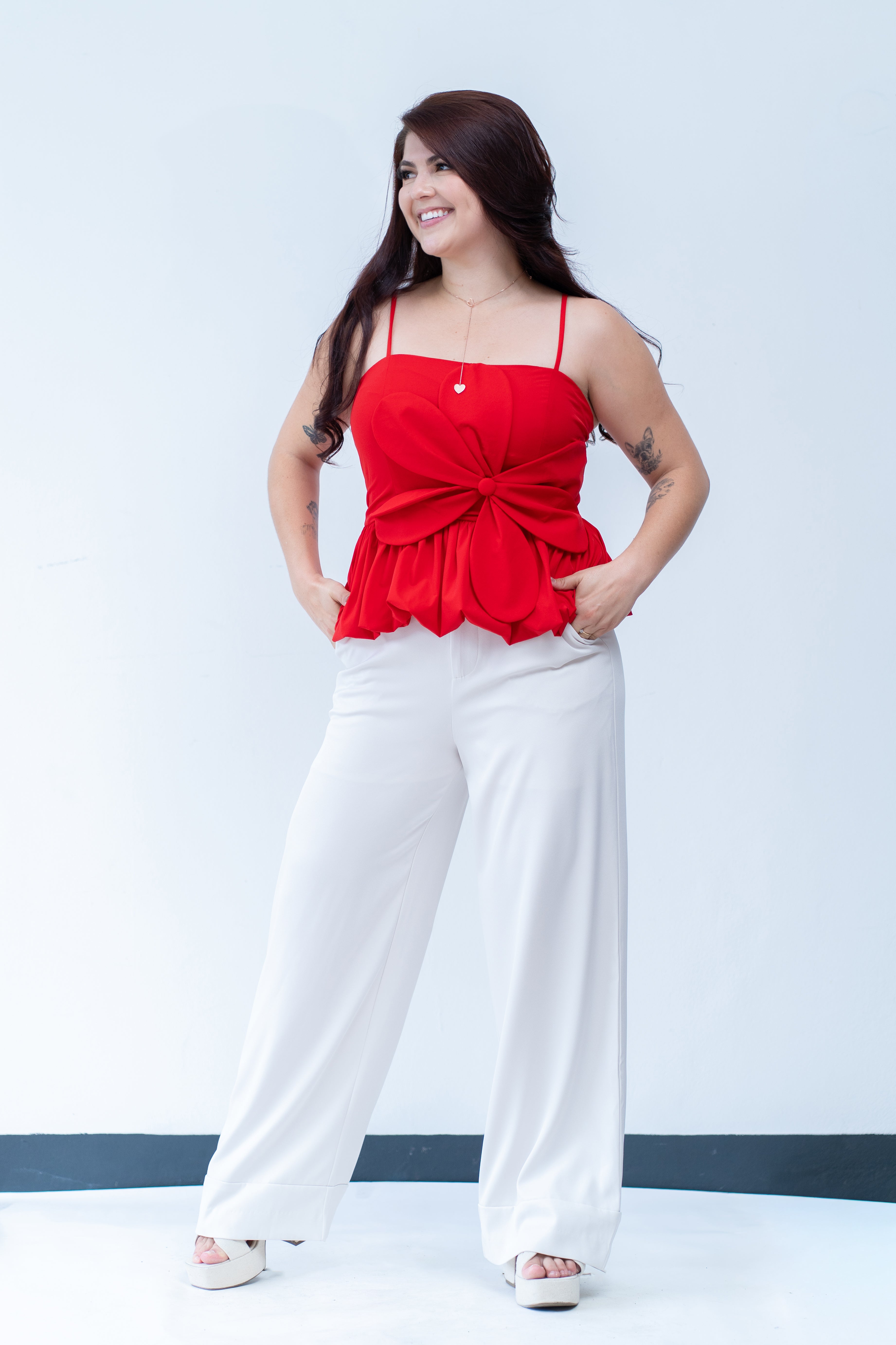 Blusa con Flor- Roja