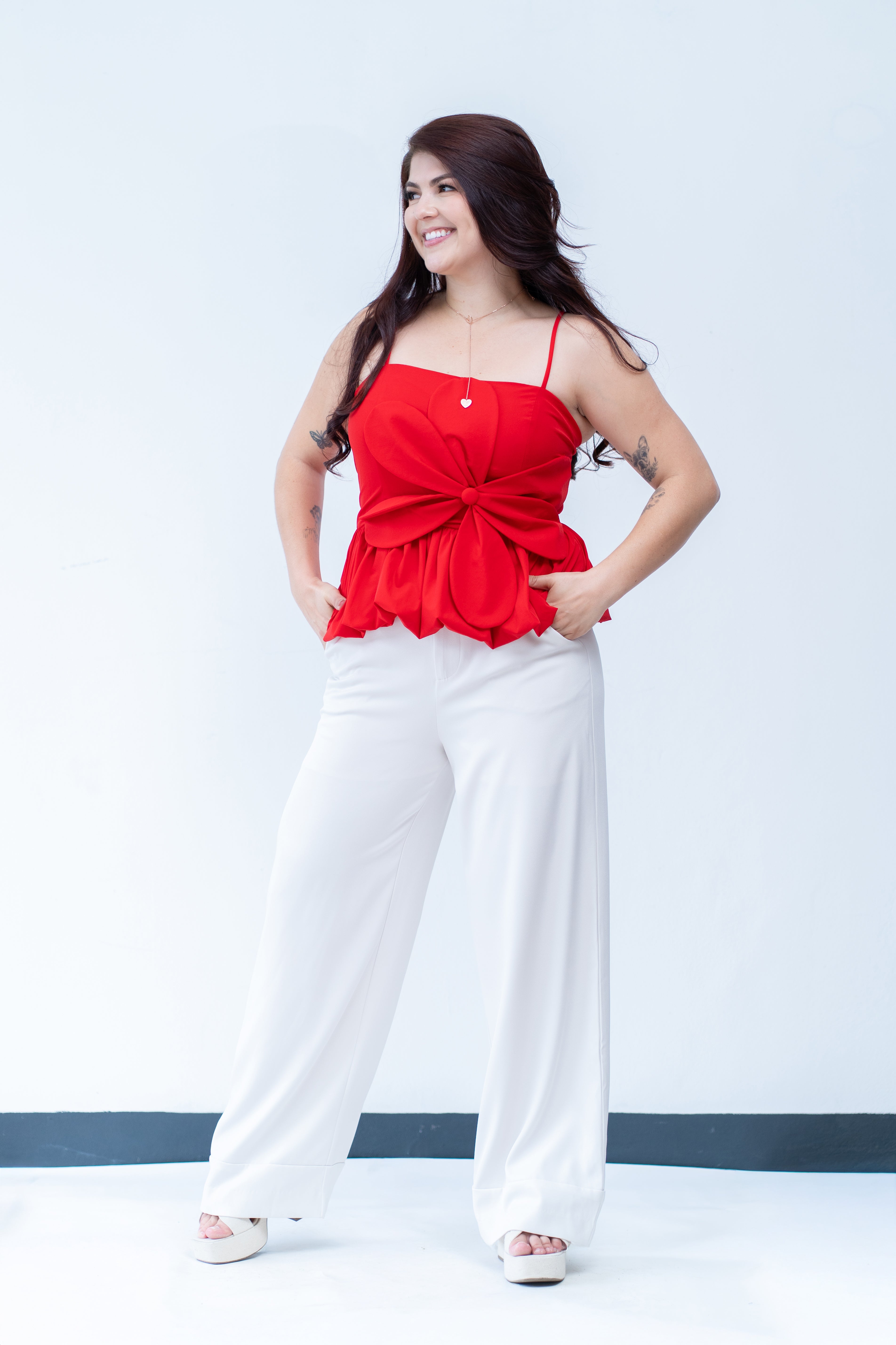 Blusa con Flor- Roja