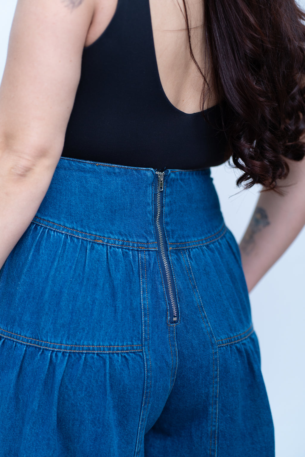 Pantalón tipo falda de mezclilla